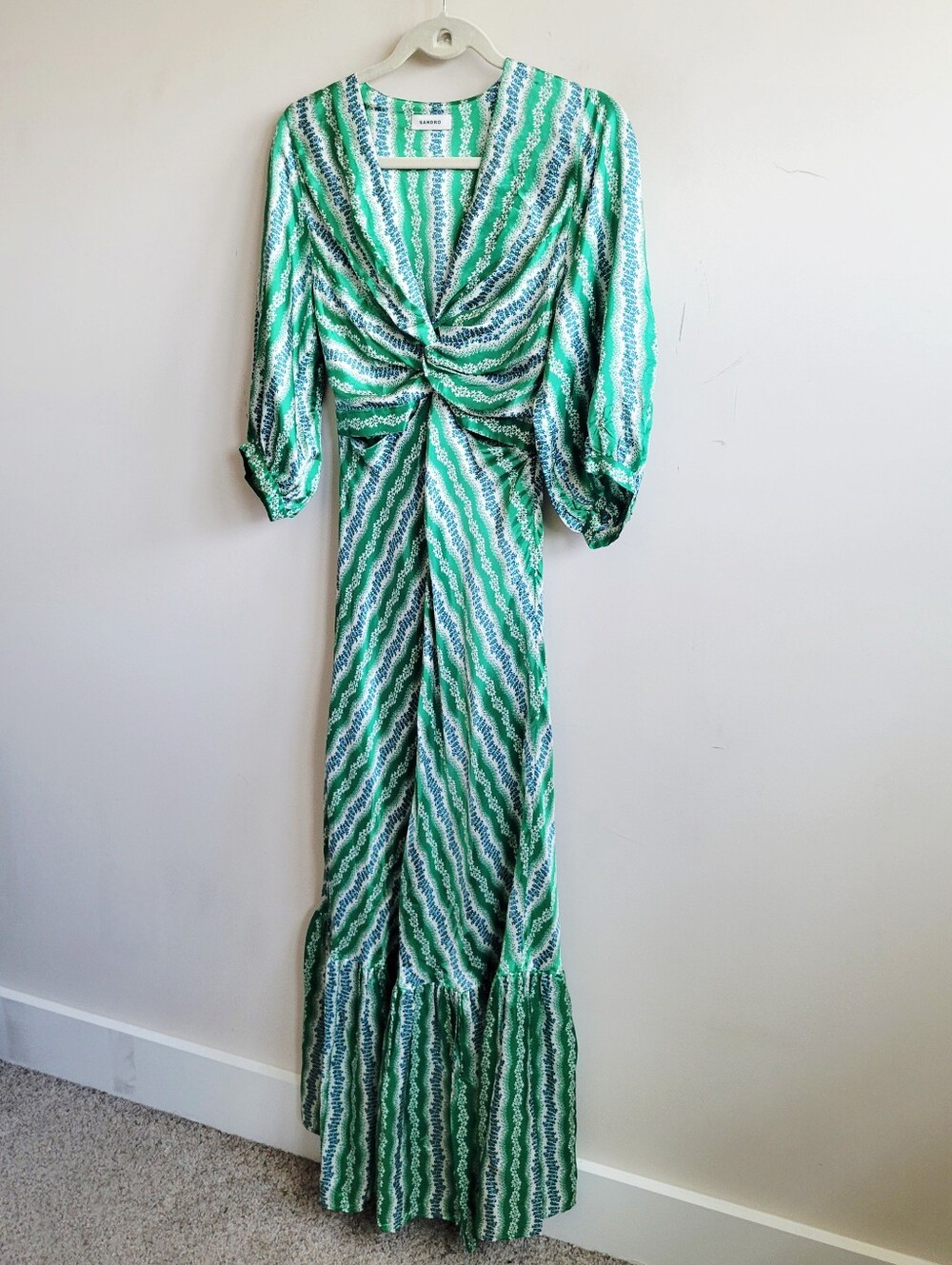 SANDRO Agnetta Floral Print Maxi Dress in Green - Picture 6 of 13